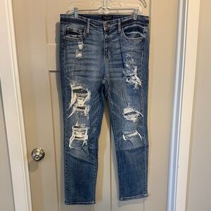 Judy Blue Distressed Boyfriend Jeans in Denim Size 13/31